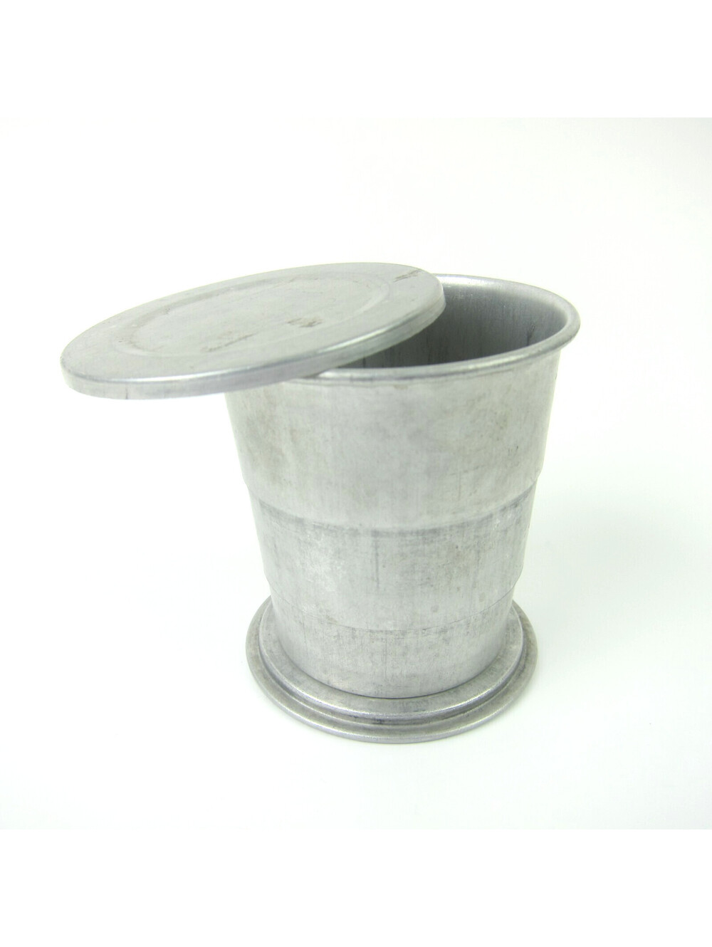 Vintage Collapsible Aluminum Cup & Lid Telescoping Travel Drinking Cup Camping